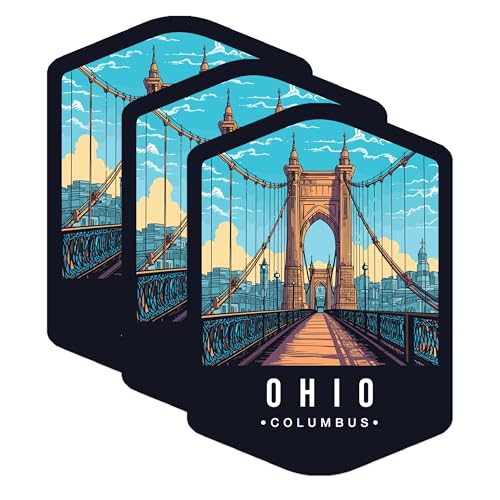 (3 Pack) Ohio Columbus Decals - State Pride - City Travel Souvenir - 3 Inches On Longest Side - Easy Peel & Apply - Made in USA - 3MCS0376
