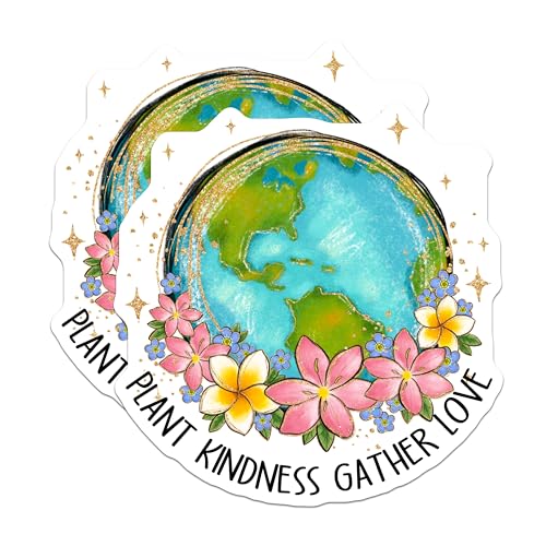 (2 Pack) Plant Kindness Gather Love Magnets - Floral Earth Magnets - Inspirational Quote Magnets - 5" On Longest Side - for Cars, Fridges, Toolboxes - Made in USA - MAG4161