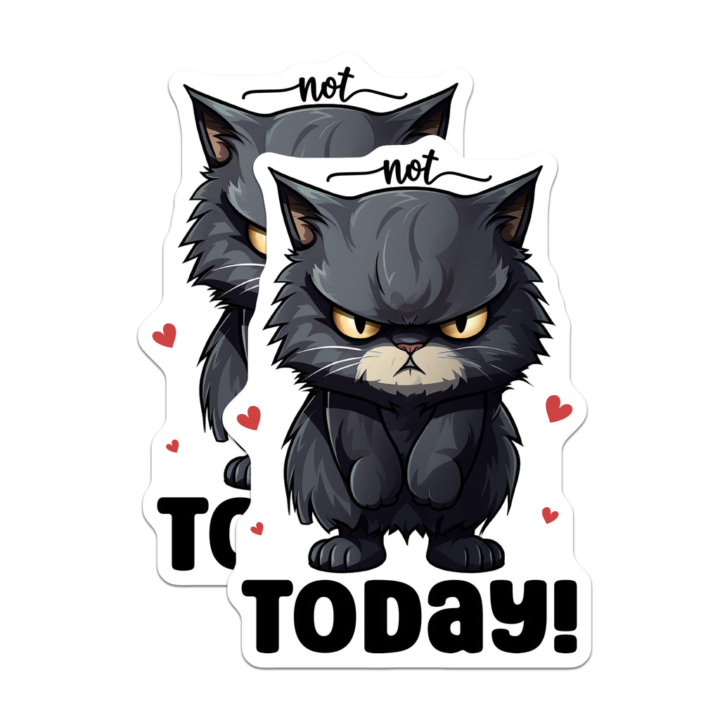 (2 Pack) Grumpy Cat Magnets - Not Today Sarcastic - Funny Cat Refrigerator - Introvert Mood - Pet Lover Office - 5 Inches On Longest Side - Thick Durable Magnet - Made in USA - MAG39164