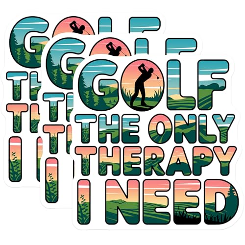 (3 Pack) Golf Therapy Decals - Golfer Gift - Funny Golf Decal - 3 Inches On Longest Side - Easy Peel & Apply - Made in USA - 3MCS2982