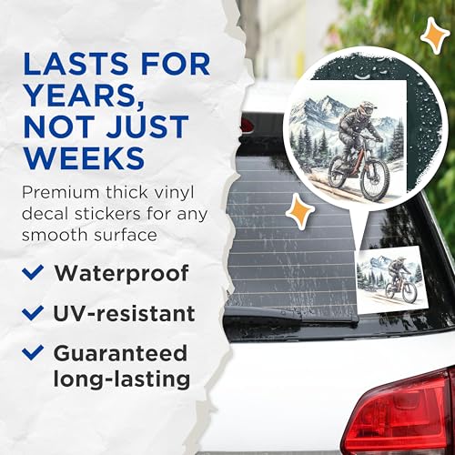 (2 Packs) Mountain Biking Riding in The Mountains Stickers - Mountain Biking - 5 Inches On Longest Side - Premium Vinyl Decal - Sticks to Any Smooth Flat Surface - Made in USA - BMCS2496