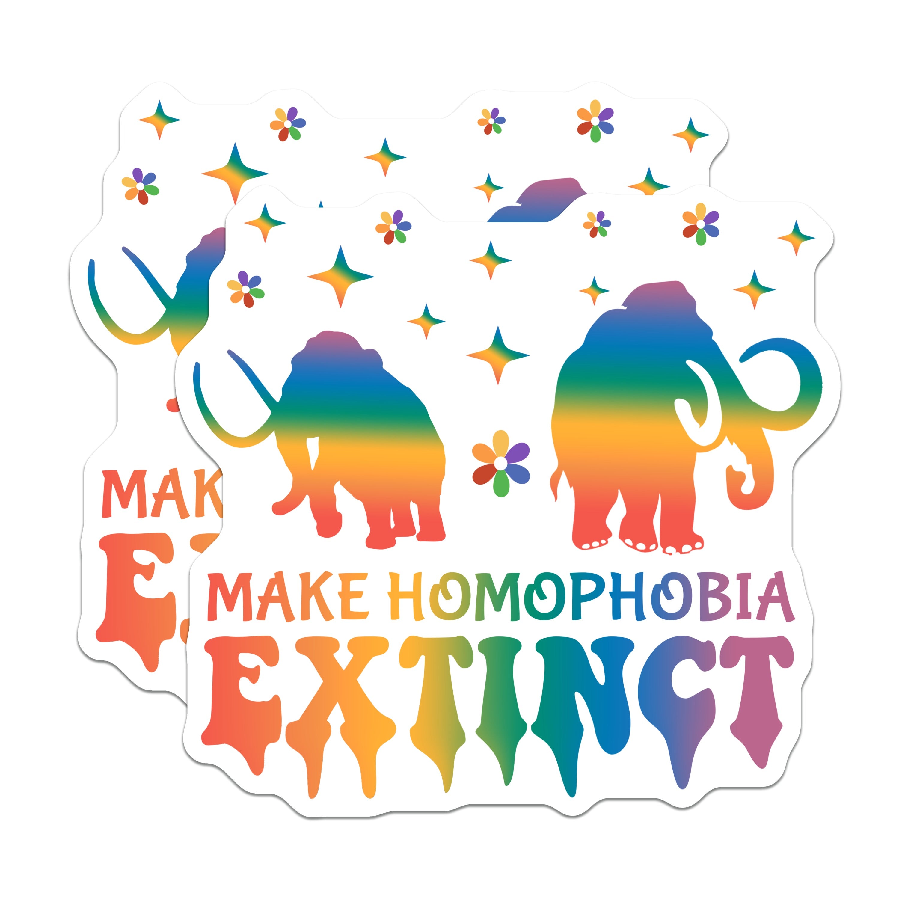 (2 Pack) Pride Magnets - Homophobia Extinct Rainbow Elephant LGBTQ Ally - Activist Fridge Locker Decor - 5 Inches On Longest Side - Thick Durable Magnet - Made in USA - MAG37737