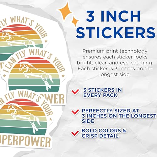 (3 Pack) Horse Superpower Decals - Equestrian Stickers - Funny Horse Lover Gift - 3 Inches On Longest Side - Easy Peel & Apply - Made in USA - 3MCS4354
