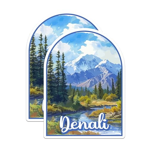 (2 Pack) Denali National Park Bumper Magnet - US National Park - Choose from 63 Parks - 5" On Longest Side - Decal for Car Bumper, Laptop, Water Bottle, Wall, and Window - MAG1564