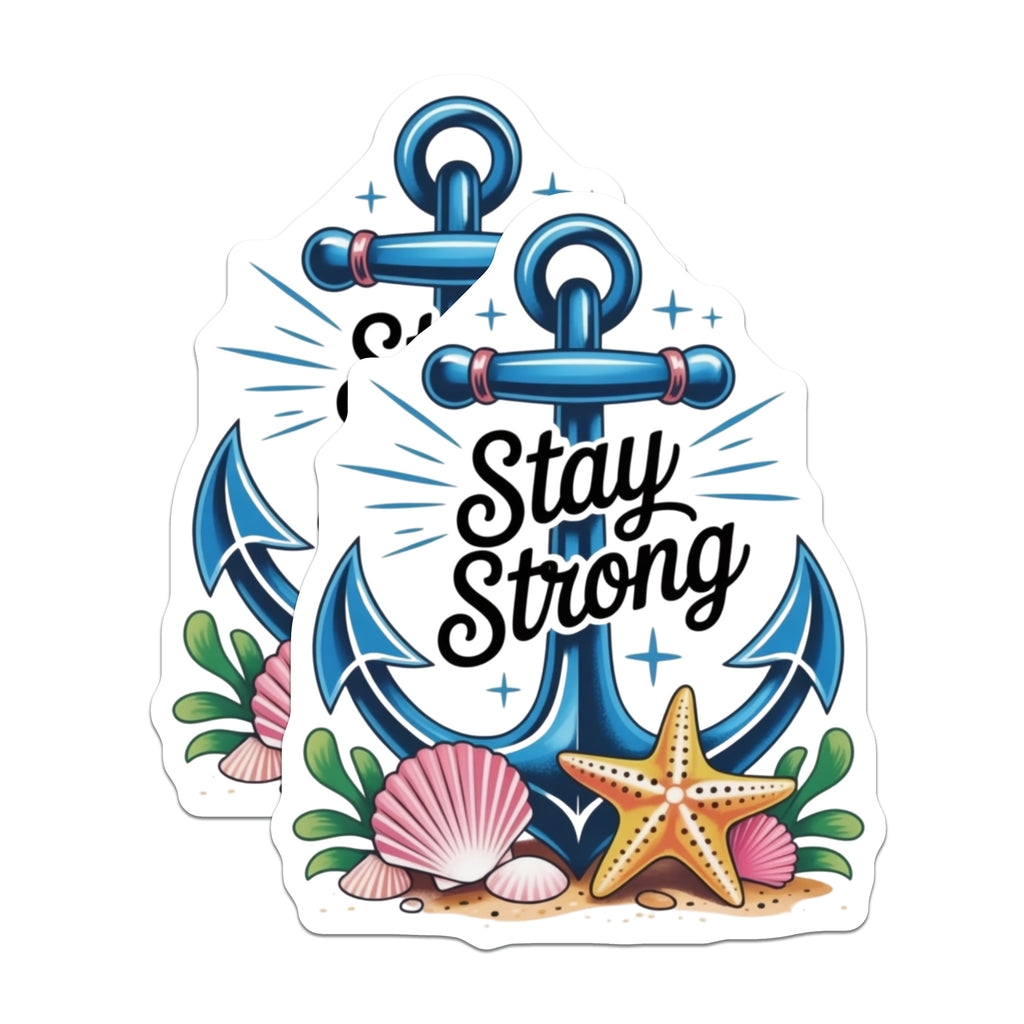(2 Pack) Stay Strong Anchor Magnets - Nautical Beach Decor - Ocean Life Refrigerator Art - 5 Inches On Longest Side - Thick Durable Magnet - Made in USA - MAG37199