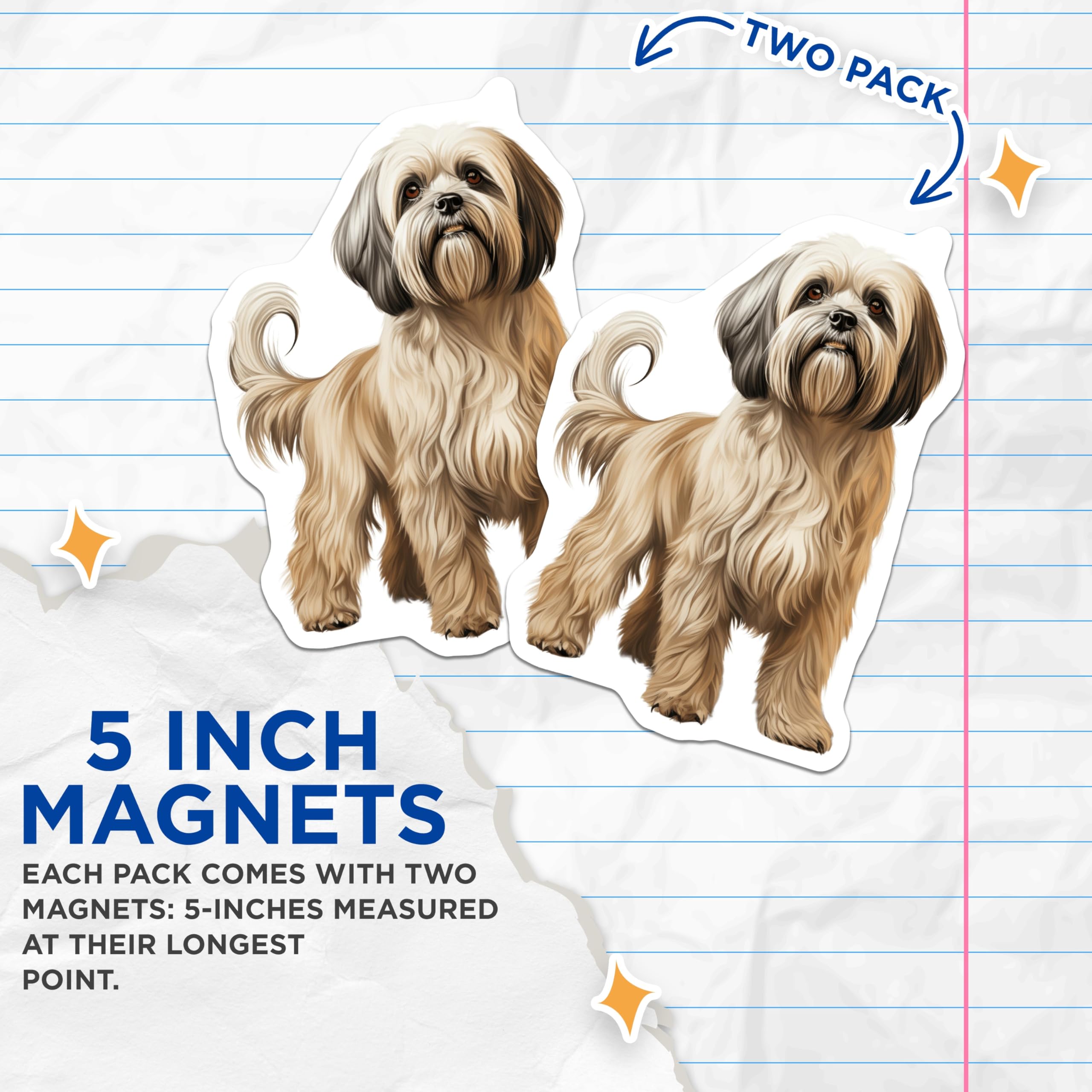 (2 Pack) Shih Tzu Magnets - Realistic Dog Art - Dog Lover Decor - 5 Inches On Longest Side - Thick Durable Magnet - Made in USA - MAG25406
