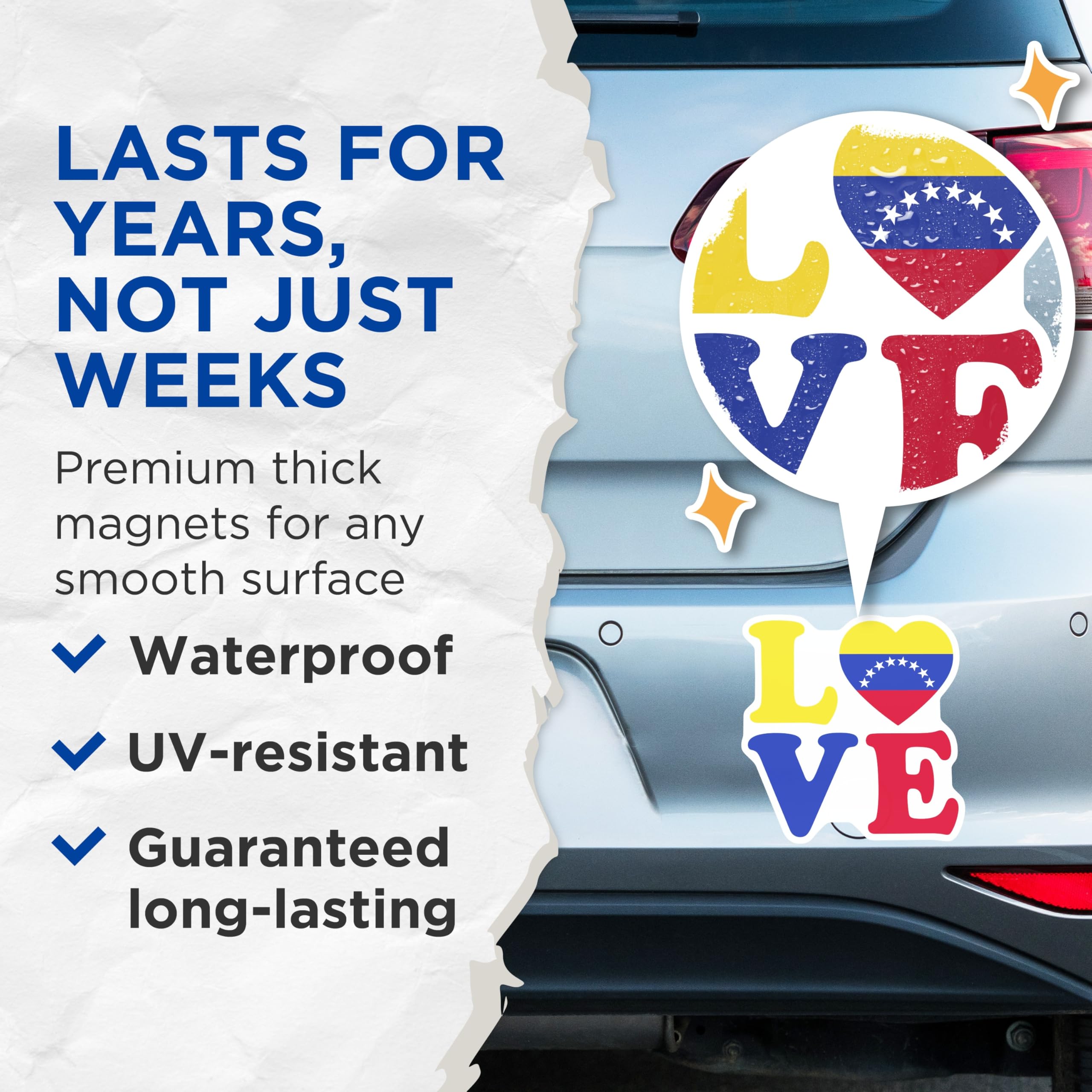 (2 Pack) Venezuela Love Magnets - Venezuelan Flag Pride - National Pride Souvenirs - 5" On Longest Side - Premium Magnet - for Cars, Refrigerators, Toolboxes, Lockers - Made in USA - MAG17426