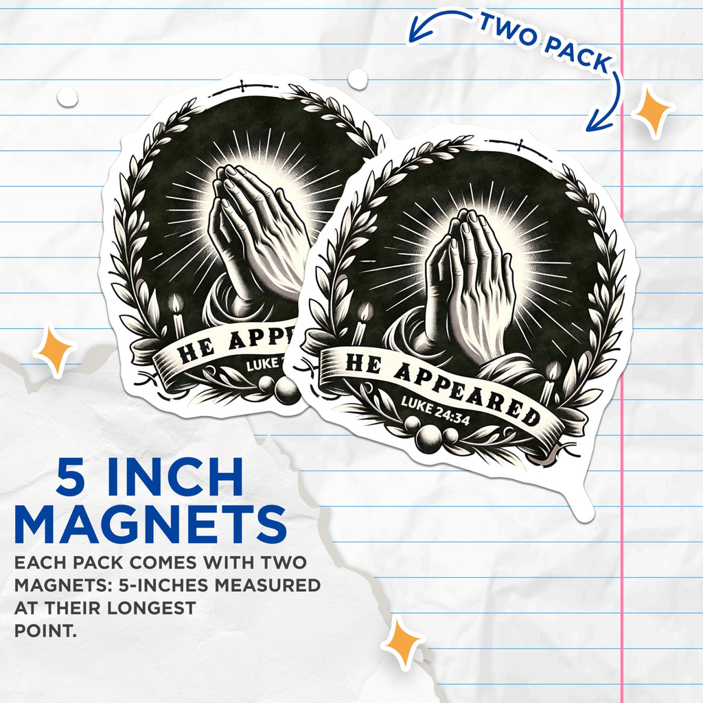 (2 Pack) Christian Praying Hands Magnets - Religious Faith Decor - Scripture Verse Reminder - 5 Inches On Longest Side - Thick Durable Magnet - Made in USA - MAG29856