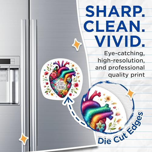 (2 Packs) Stay Strong Colorful Rainbow Heart Magnets - Positive Inspiring Motivating Magnets - 5" On Longest Side - Premium Magnet - for Fridges, Toolboxes, Cars - Made in USA - MAG2316