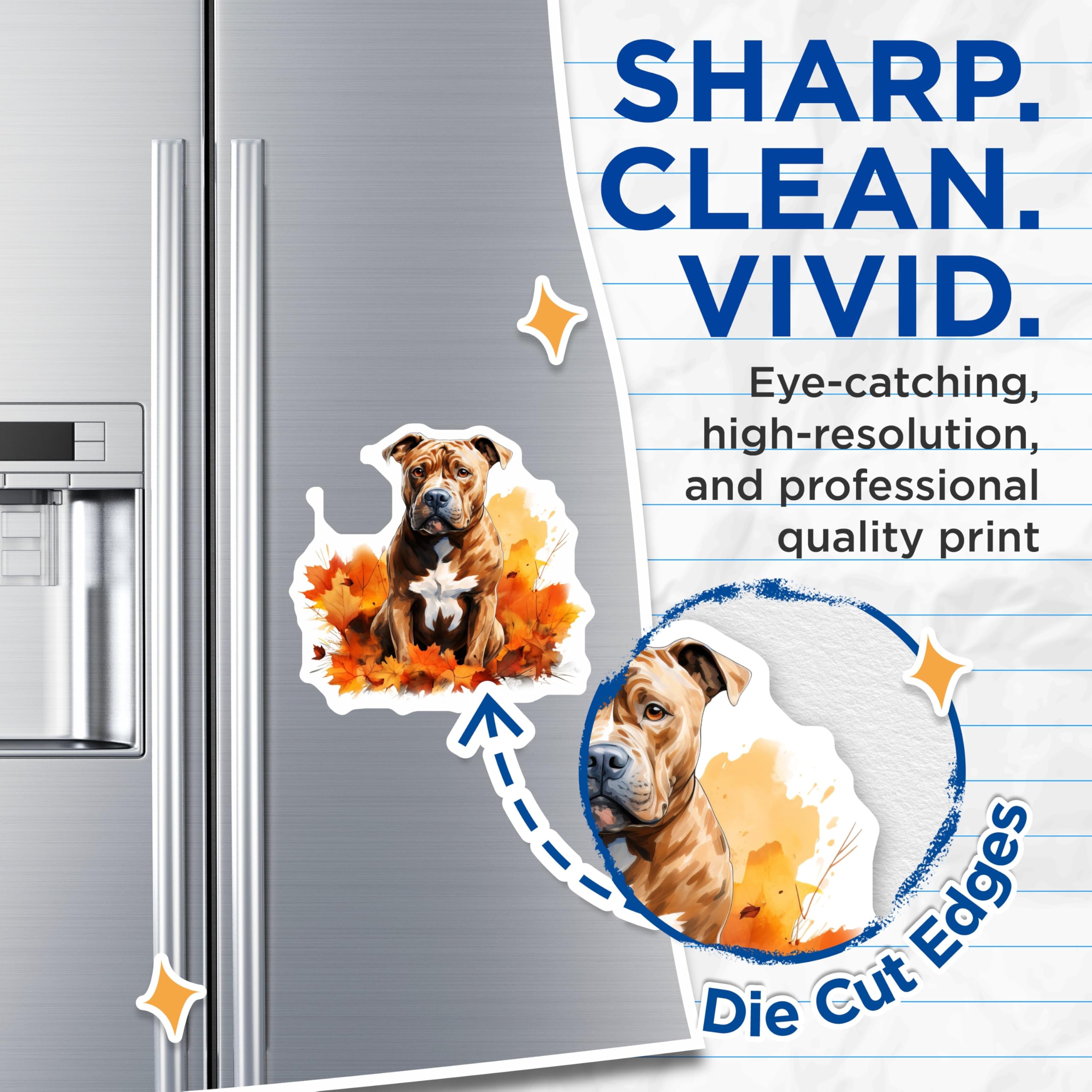 (2 Pack) Pitbull Dog Magnets - Autumn Pitbull Decor - Fall Dog Lover Art - Pet Owner Appliance Accent - 5 Inches On Longest Side - Thick Durable Magnet - Made in USA - MAG26568