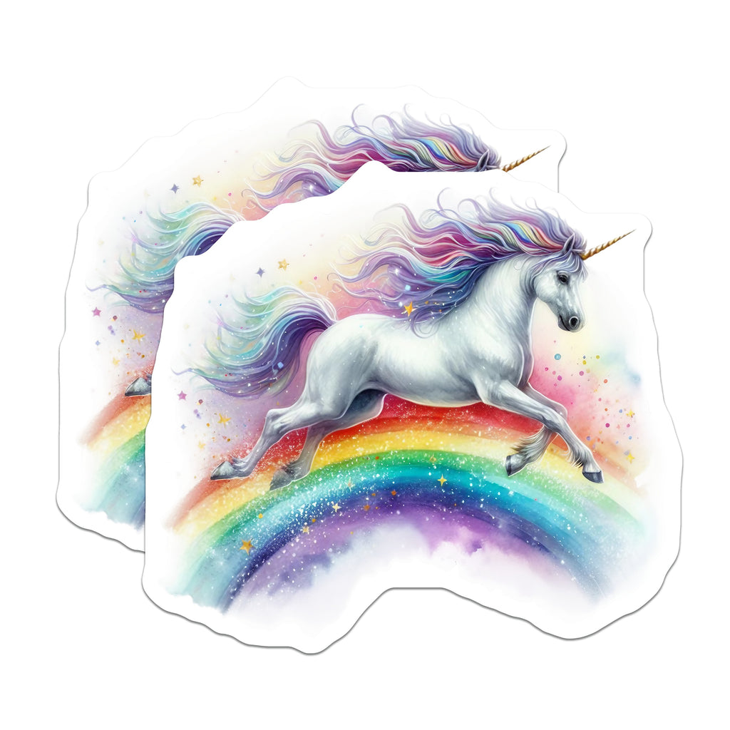 (2 Pack) Rainbow Unicorn Magnets - Magical Fantasy Creature - Kids Room Locker Decor - 5 Inches On Longest Side - Thick Durable Magnet - Made in USA - MAG39497