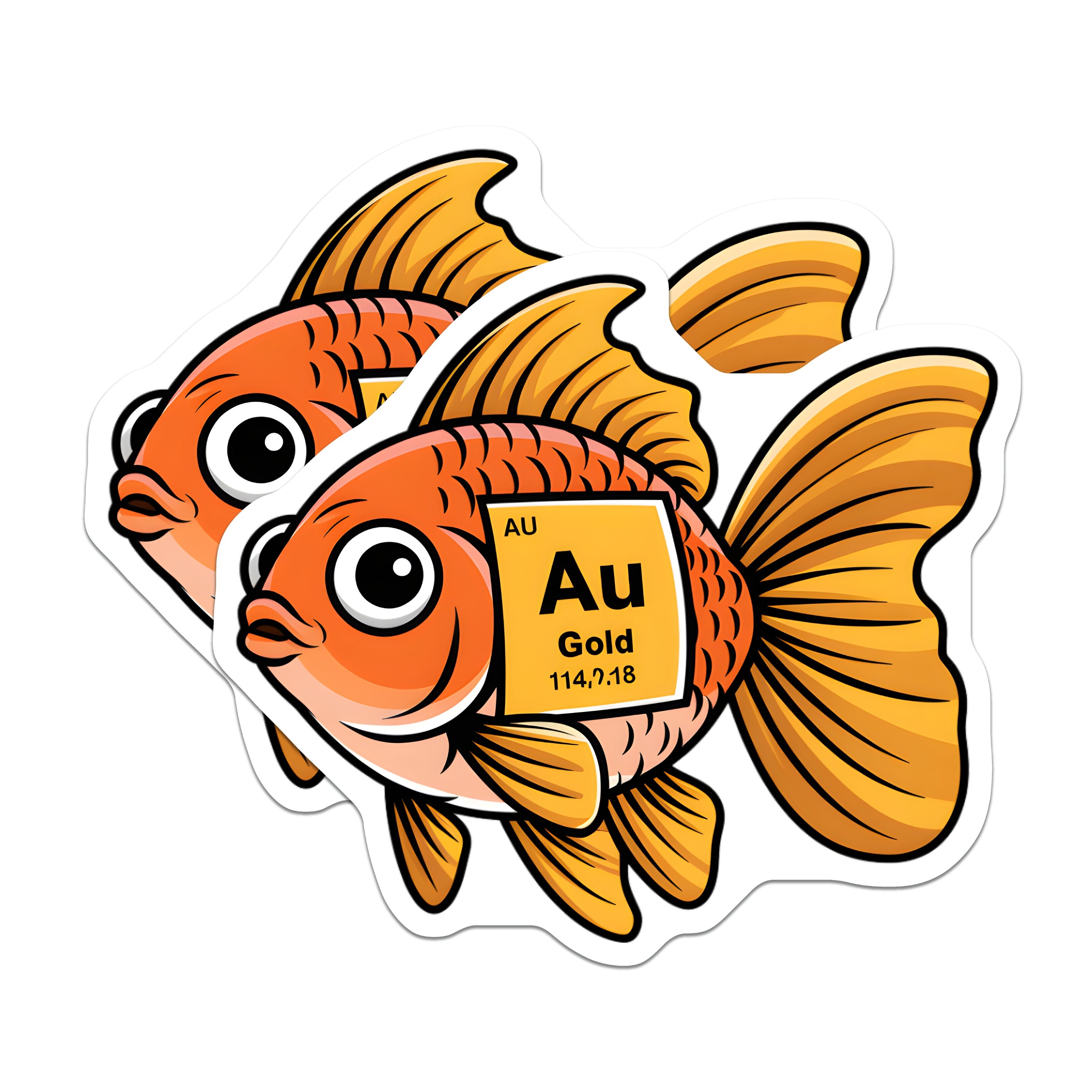 (2 Pack) Goldfish Au Gold Magnets - Science Teacher Decor - Chemist Student Cute Animal Pun Refrigerator Magnet - 5 Inches On Longest Side - Thick Durable Magnet - Made in USA - MAG36602