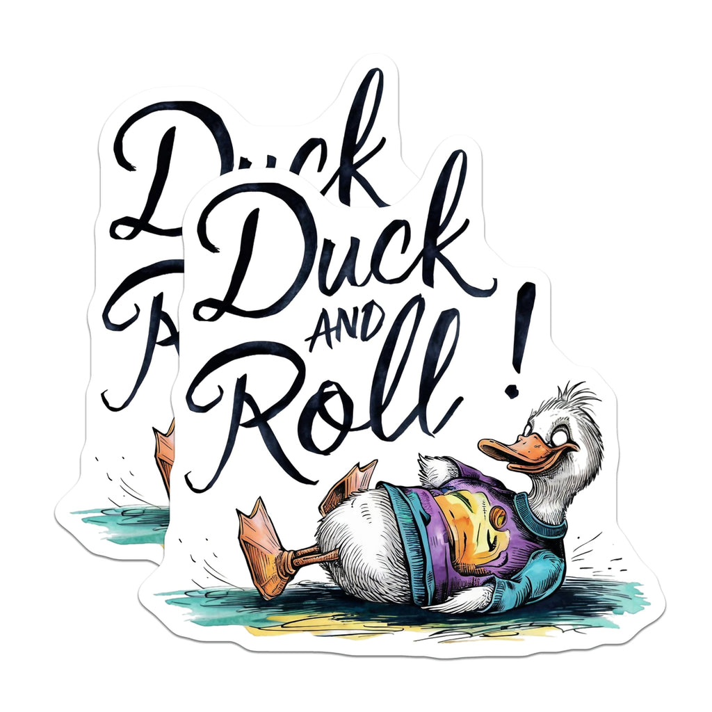 (2 Pack) Duck and Roll Stickers - 5" On Longest Side - Sticks to Smooth Flat Surfaces - Made in USA - BMCS8521 - BMCS8521