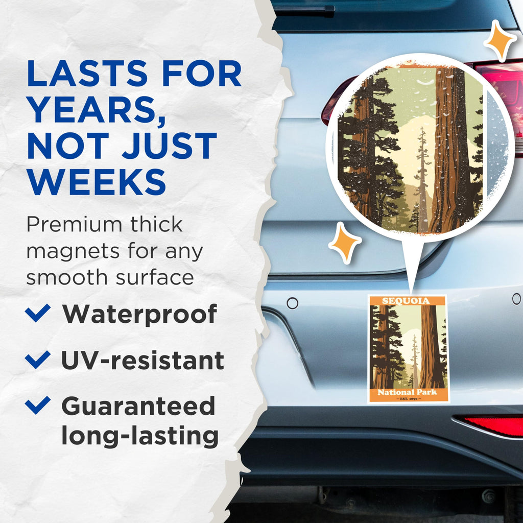 (2 Packs) Sequoia National Park Magnets - Sequoia National Park Magnets - 5 Inches On Longest Side - Premium Magnet - for Fridges, Toolboxes, Cars - Made in USA - MAG2519