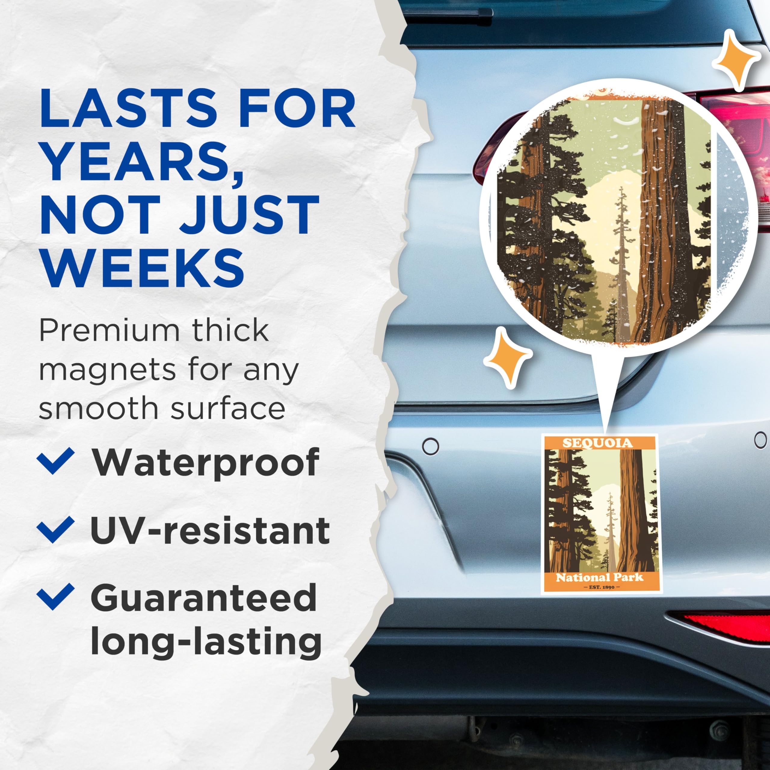 (2 Packs) Sequoia National Park Magnets - Sequoia National Park Magnets - 5 Inches On Longest Side - Premium Magnet - for Fridges, Toolboxes, Cars - Made in USA - MAG2519