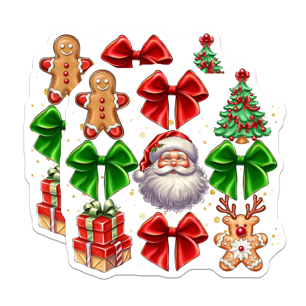 (2 Pack) Christmas Magnets - Holiday Decor Refrigerator Decor Santa Gingerbread Reindeer - Festive Kitchen Locker Magnets - 5 Inches On Longest Side - Thick Durable Magnet - Made in USA - MAG26186