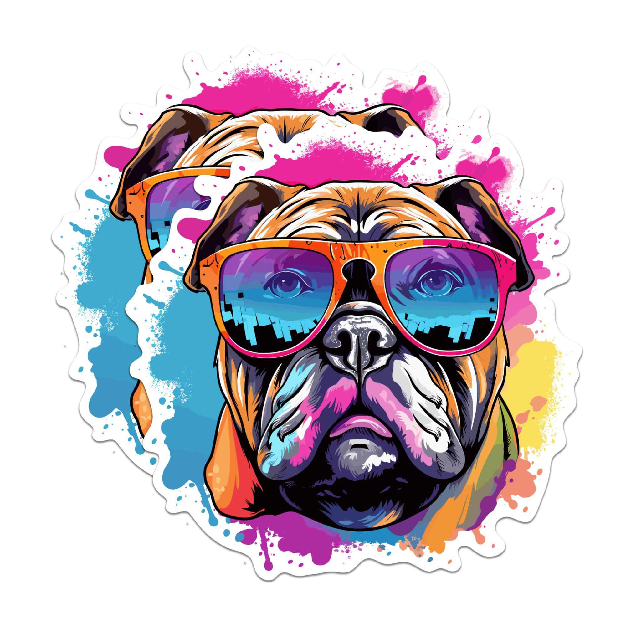 (2 Pack) Bulldog Dog Magnets - Bulldog with Sunglasses - Choose FromOver 100 Dog Breeds - 5" On Longest Side - Premium Magnet - Made in USA - MAG0326