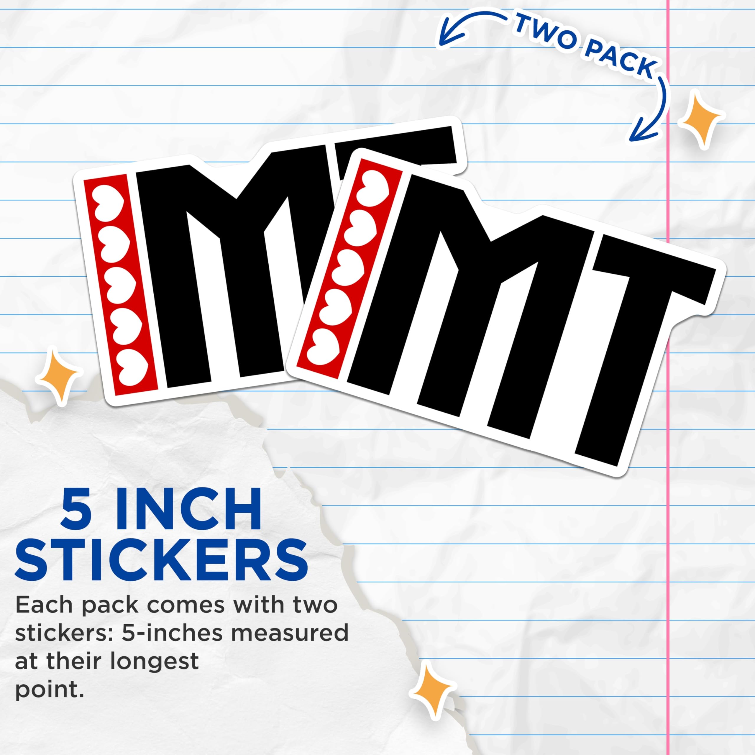 (2 Pack) I Heart MT Stickers - Initial Stickers - Love MT - 5" On Longest Side - Sticks to Smooth Flat Surfaces - Made in USA - BMCS17666
