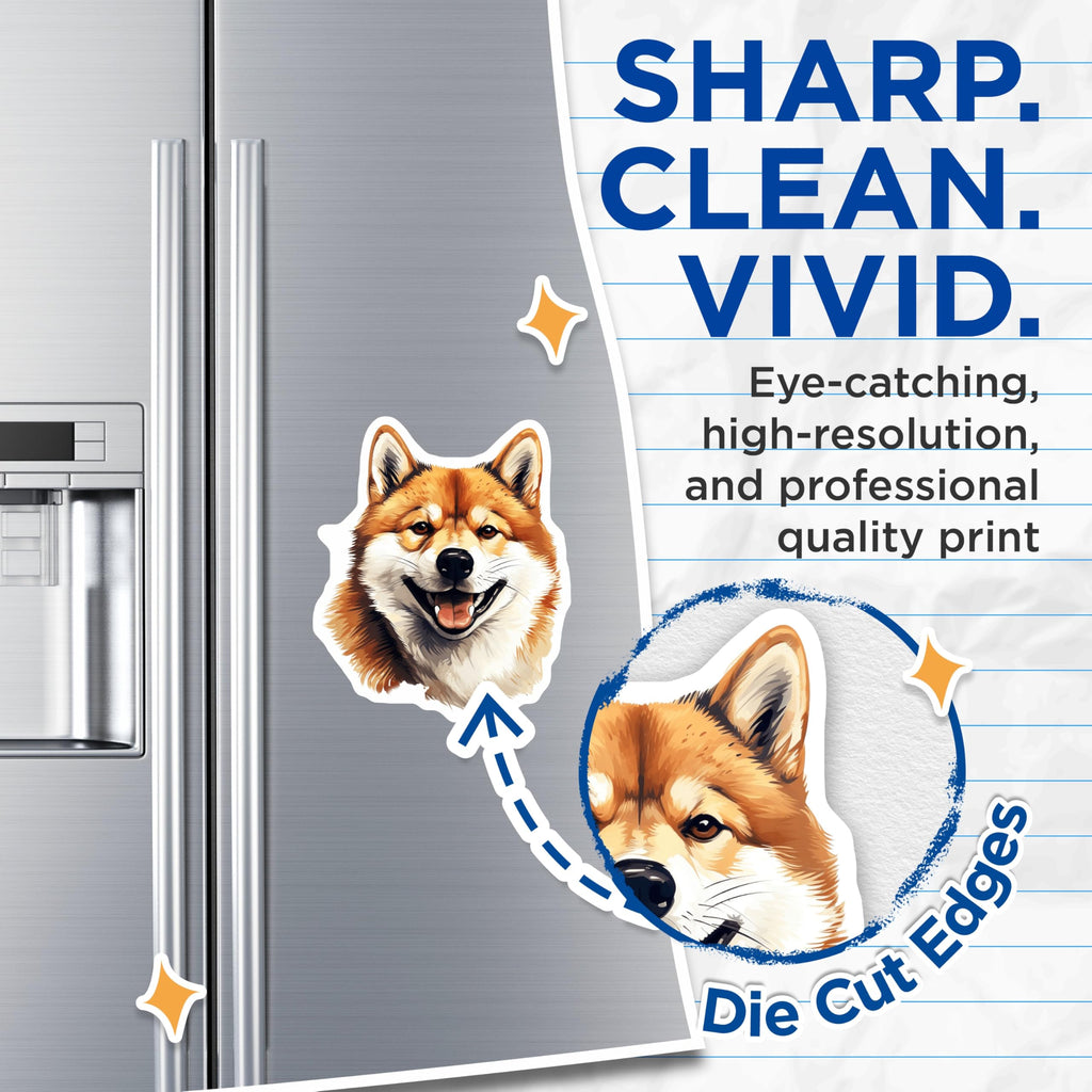 (2 Pack) Kawaii Shiba Inu Magnets - Dog Breed Refrigerator Art - Pet Owner Home Decor - 5 Inches On Longest Side - Thick Durable Magnet - Made in USA - MAG25075