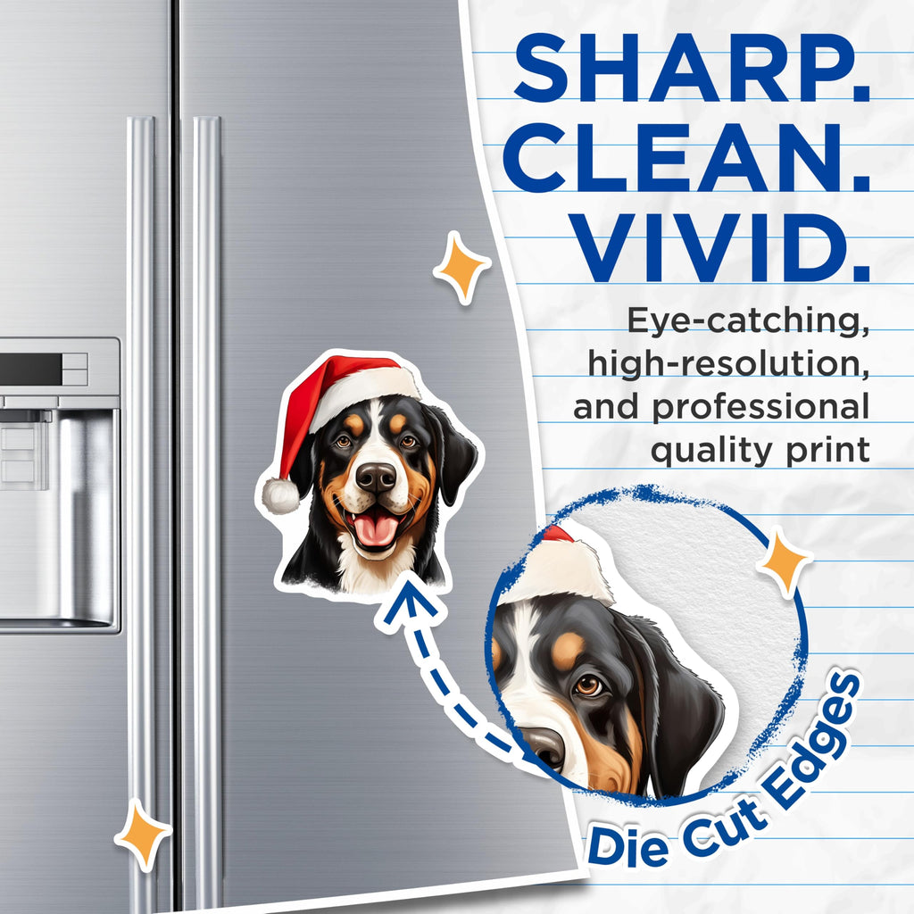 (2 Pack) Bernese Mountain Dog Magnets - Christmas Holiday - Cute Santa Hat - 5 Inches On Longest Side - Thick Durable Magnet - Made in USA - MAG25850