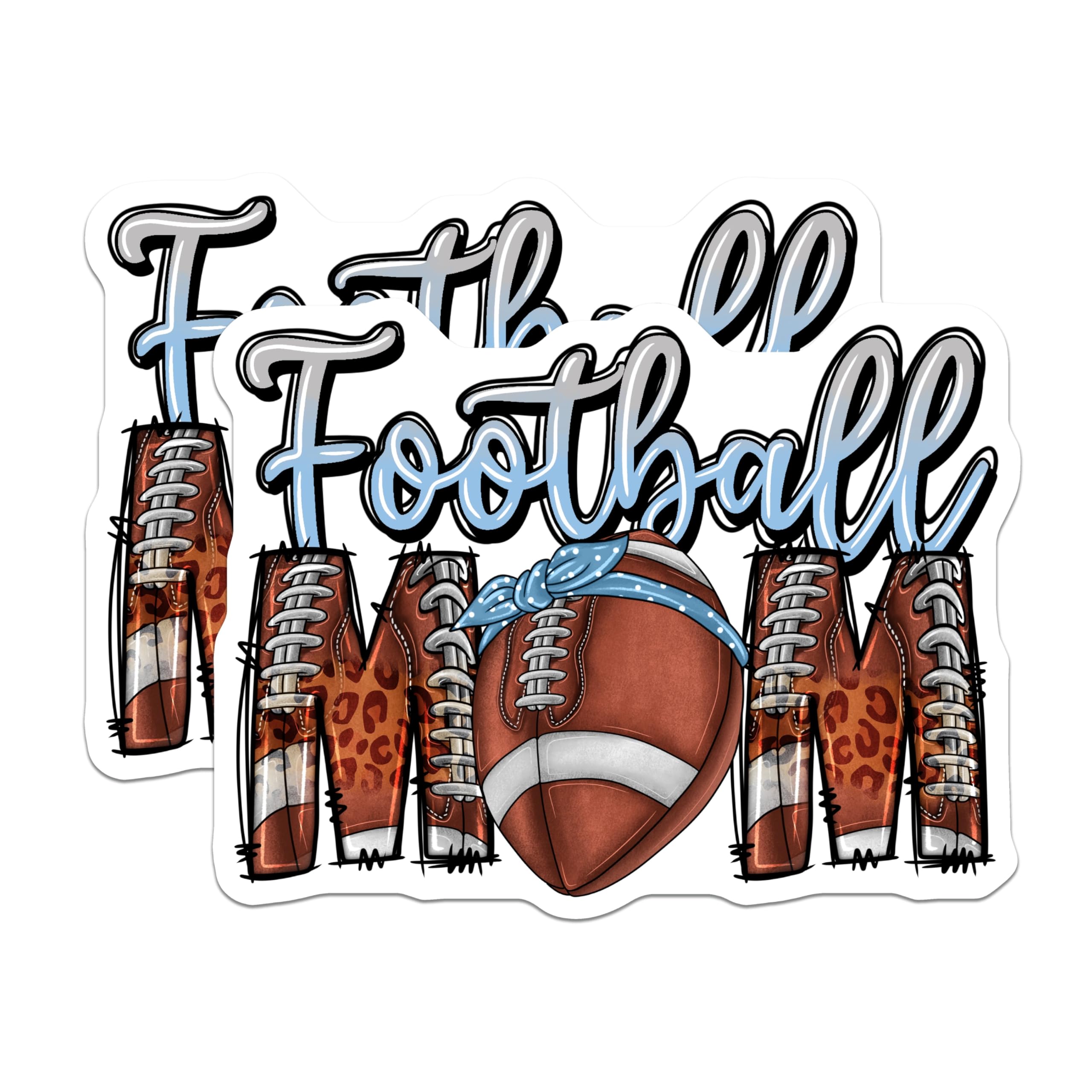 (2 Pack) Football Mom Magnets - Leopard Print Game Day - Proud Mom Accessories - 5 Inches On Longest Side - Thick Durable Magnet - Made in USA - MAG29889