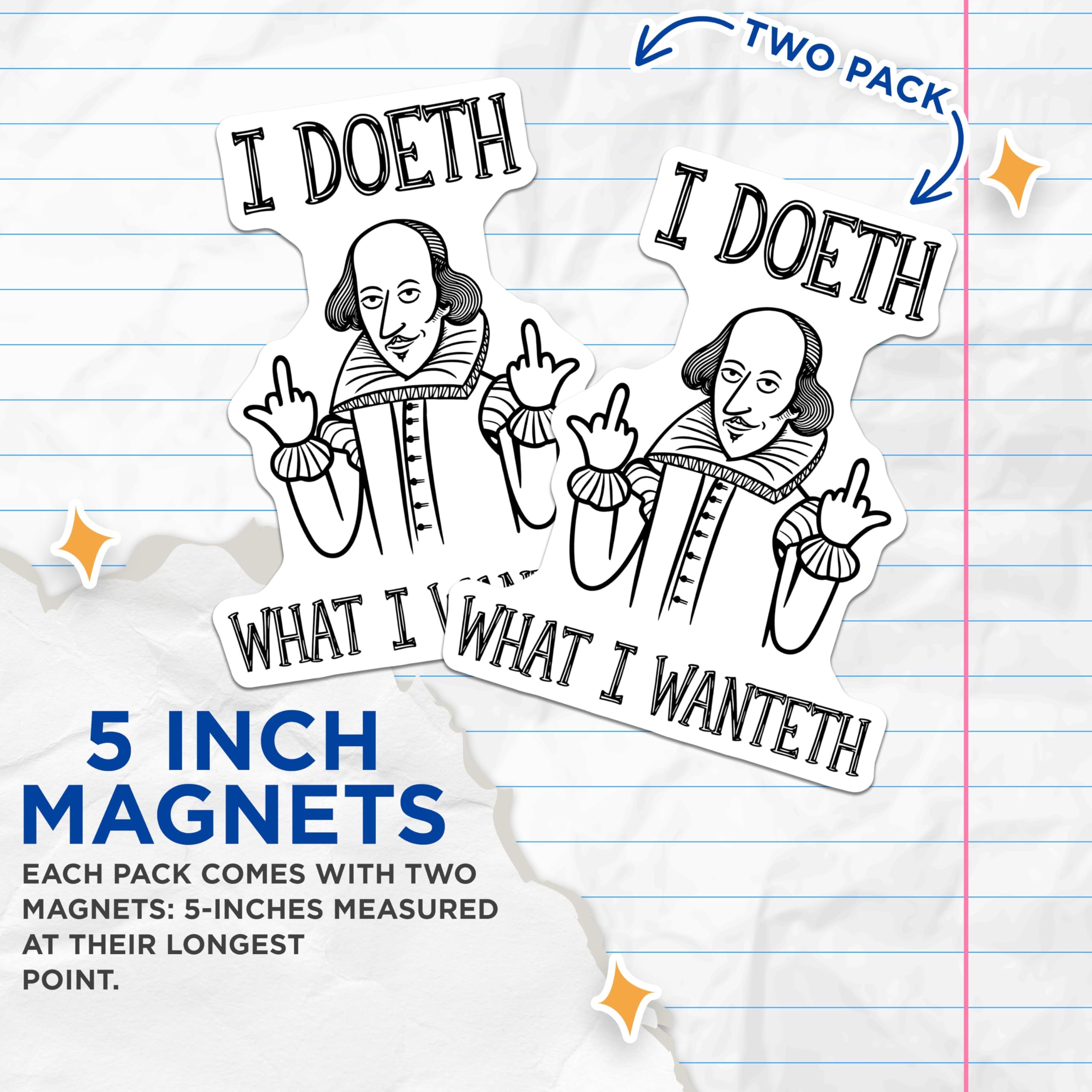 (2 Pack) Shakespeare Humor Magnets - Shakespearean Quote - Funny Fridge Decor - 5" On Longest Side - for Cars, Fridges, Toolboxes - Made in USA - MAG5607