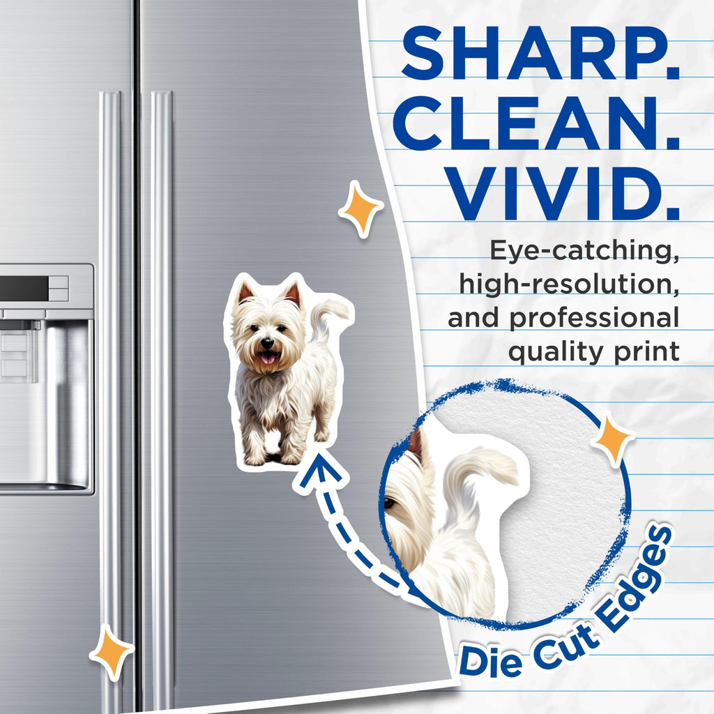 (2 Pack) Westie Magnets - West Highland Terrier Dog Lover - Cute Animal Pet Owner Decor - 5 Inches On Longest Side - Thick Durable Magnet - Made in USA - MAG28962