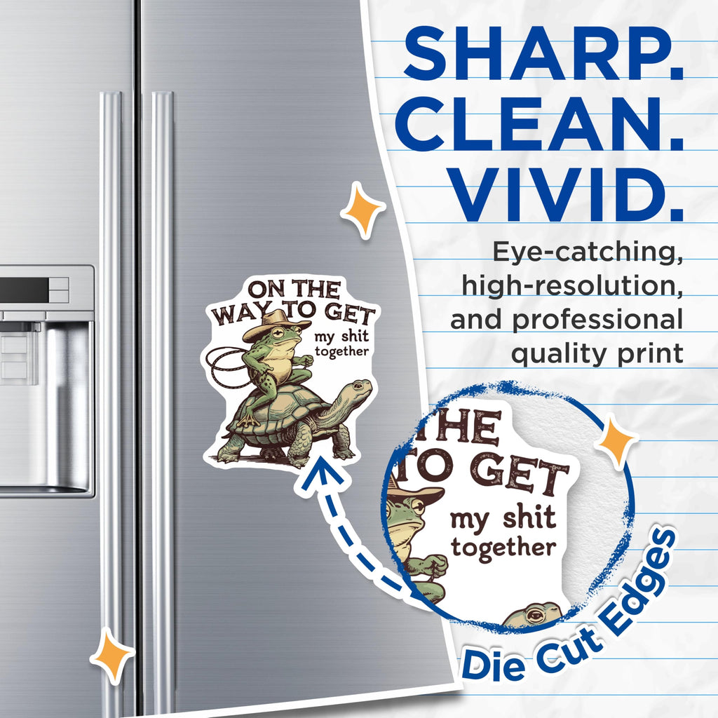 (2 Pack) Funny Frog Magnets - Turtle Rider - Humor Quote Fridge Decor - 5" On Longest Side - Premium Magnet - for Cars, Refrigerators, Toolboxes, Lockers - Made in USA - MAG15960