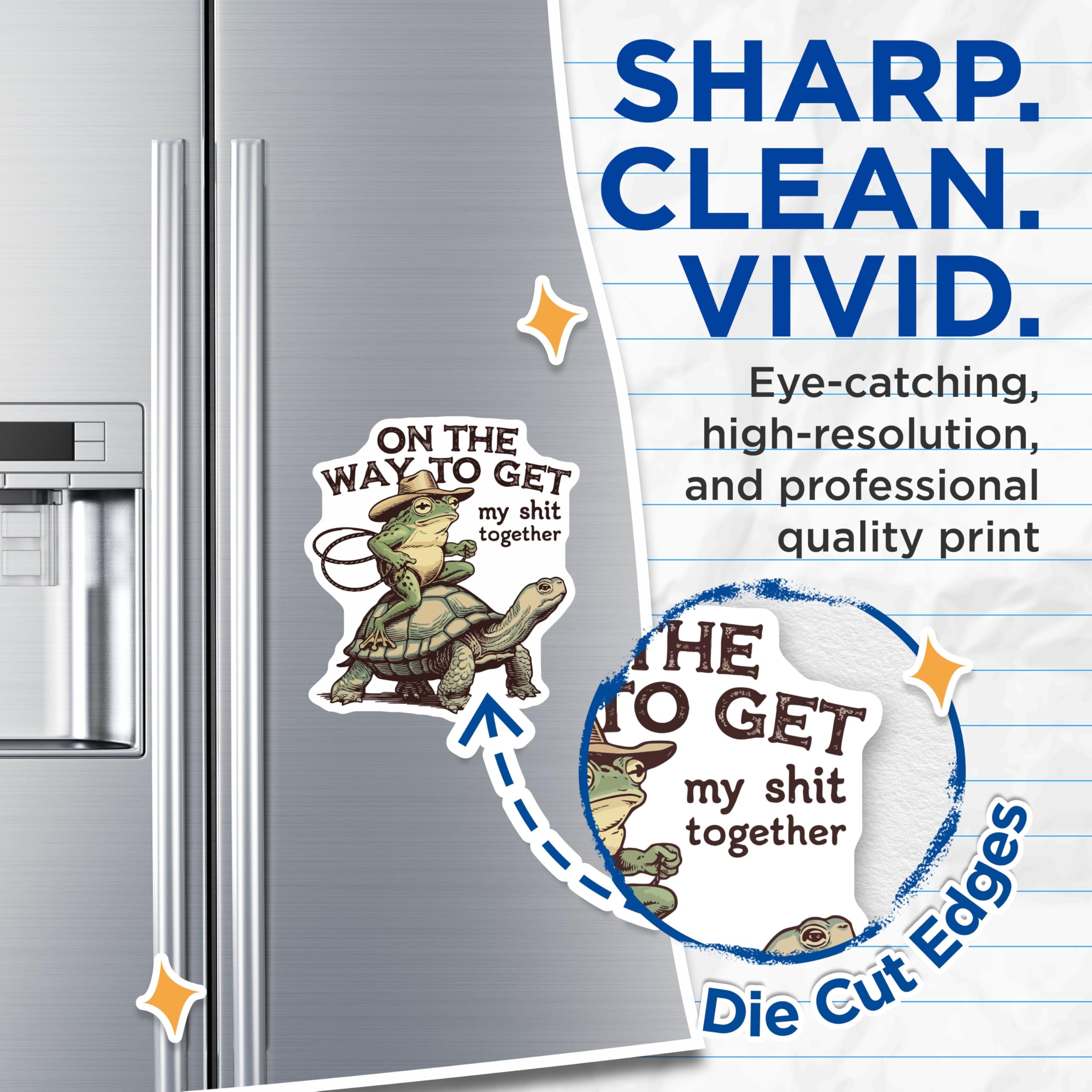 (2 Pack) Funny Frog Magnets - Turtle Rider - Humor Quote Fridge Decor - 5" On Longest Side - Premium Magnet - for Cars, Refrigerators, Toolboxes, Lockers - Made in USA - MAG15960