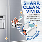 (2 Pack) Funny Fish Pun Magnets - Selfie Magnet - Cute Refrigerator Decor - Clownfish with Selfie Magnet - 5" On Longest Side - for Cars, Fridges, Toolboxes - Made in USA - MAG5597