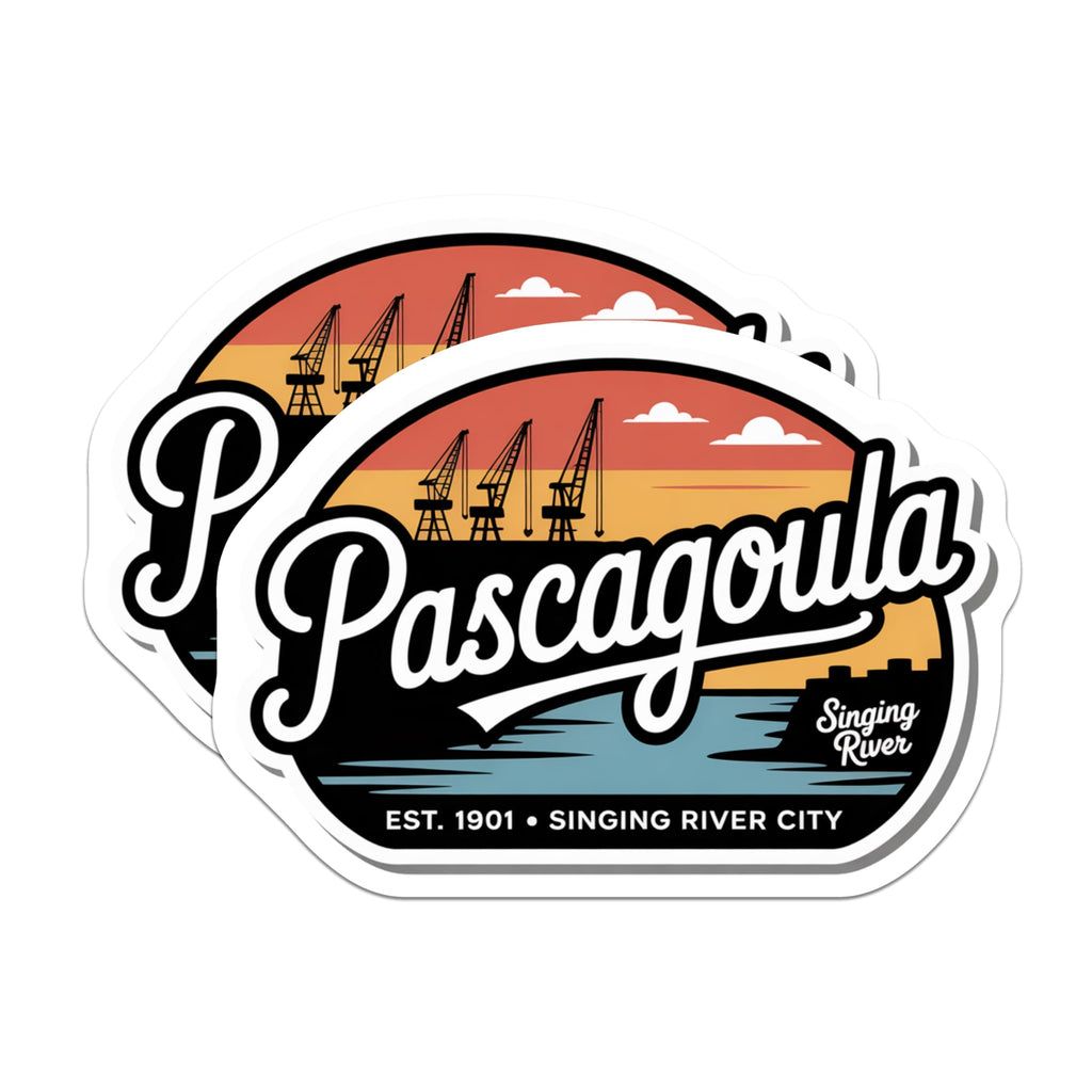 (2 Pack) Pascagoula Magnets - Singing River City - Mississippi Souvenir - 5" On Longest Side - Premium Magnet - for Cars, Refrigerators, Toolboxes, Lockers - Made in USA - MAG18921