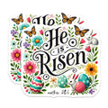 (2 Pack) He is Risen Stickers - 5" On Longest Side - Sticks to Smooth Flat Surfaces - Made in USA - BMCS8828 - BMCS8828