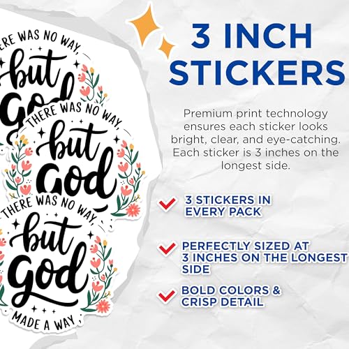 (3 Pack) God Made A Way Decals - Religious Laptop - Faith Based Stickers - 3 Inches On Longest Side - Easy Peel & Apply - Made in USA - 3MCS1699