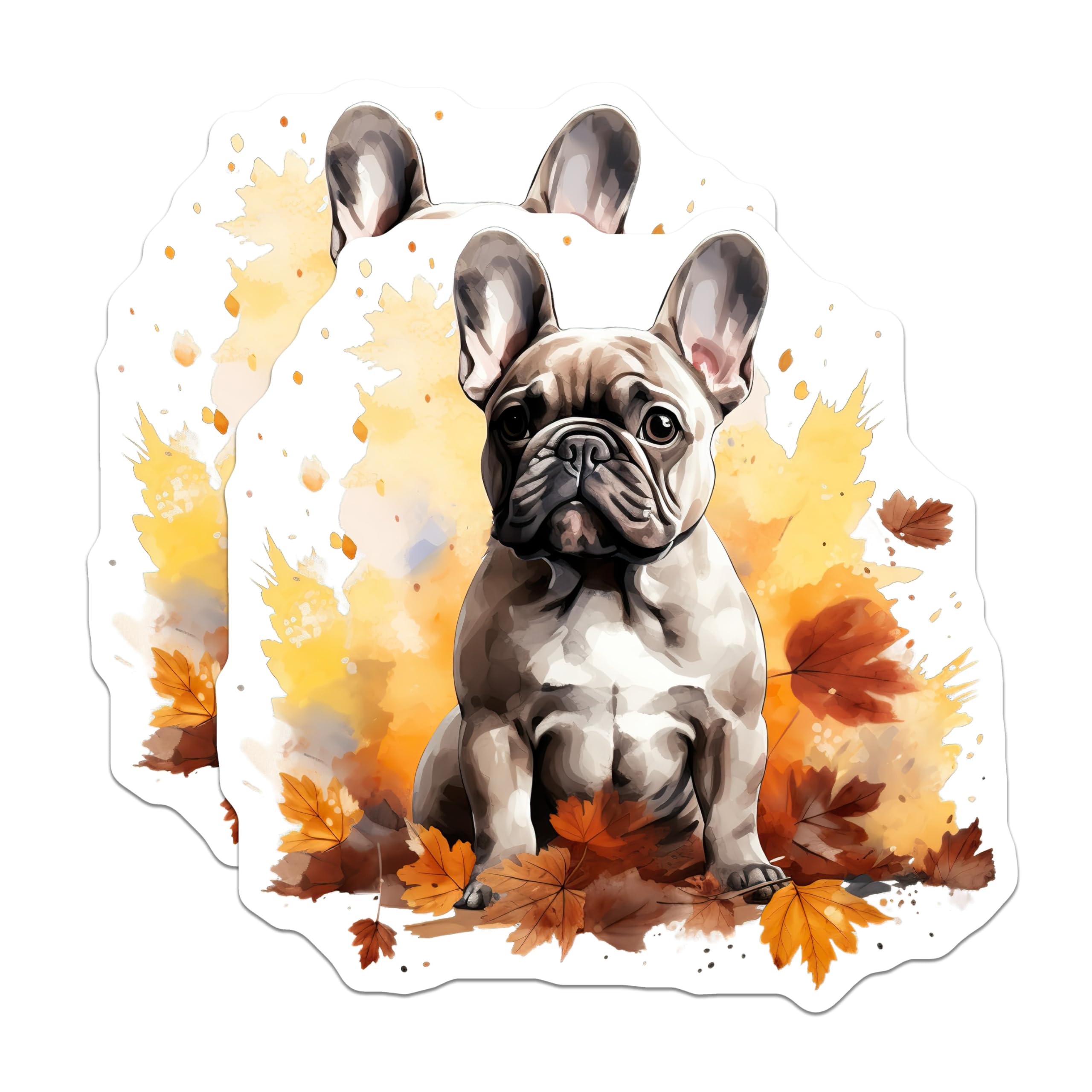 (2 Pack) French Bulldog Magnets - Autumn Fall Decor - Dog Owner Present - 5 Inches On Longest Side - Thick Durable Magnet - Made in USA - MAG27564