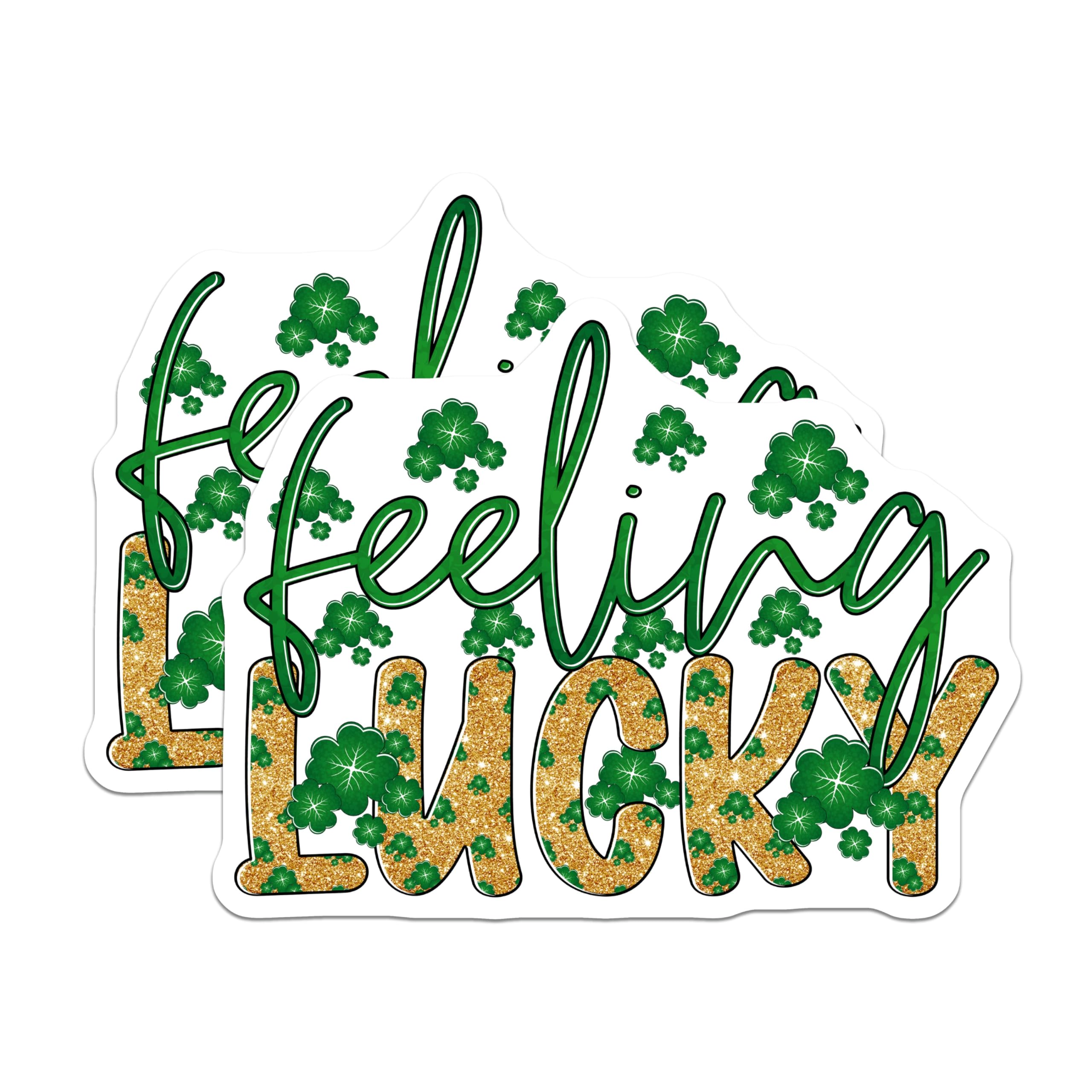 (2 Pack) St Patricks Day Magnets - Lucky Shamrock Decor - Feeling Lucky Magnetic Sign - 5 Inches On Longest Side - Thick Durable Magnet - Made in USA - MAG21771