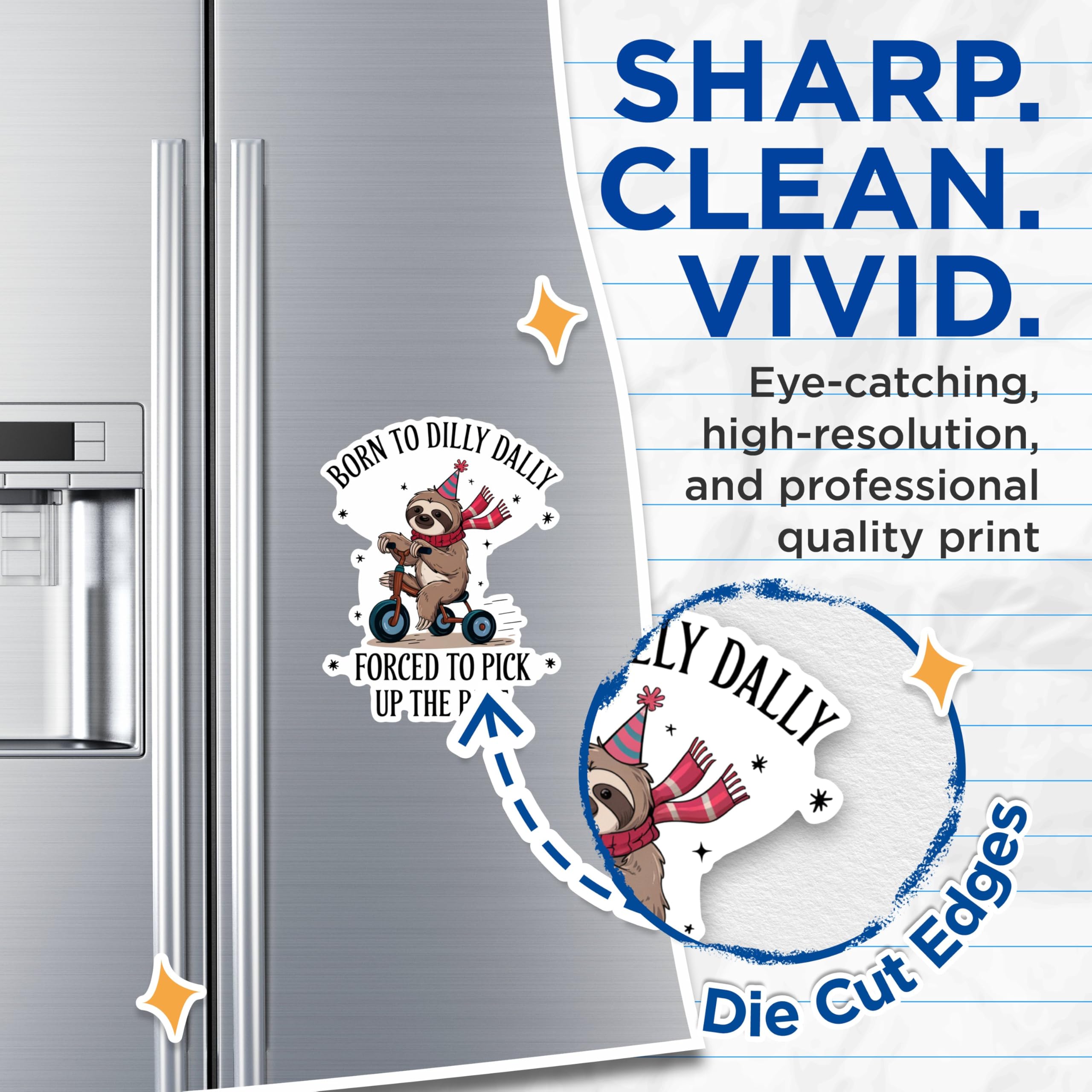 (2 Pack) Funny Sloth Magnets - Birthday Party Magnets - Born to Dilly Dally Magnets - Forced to Pick Up The Pace Magnets- 5" On Longest Side - for Fridges, Toolboxes, Cars - Made in USA - MAG2867