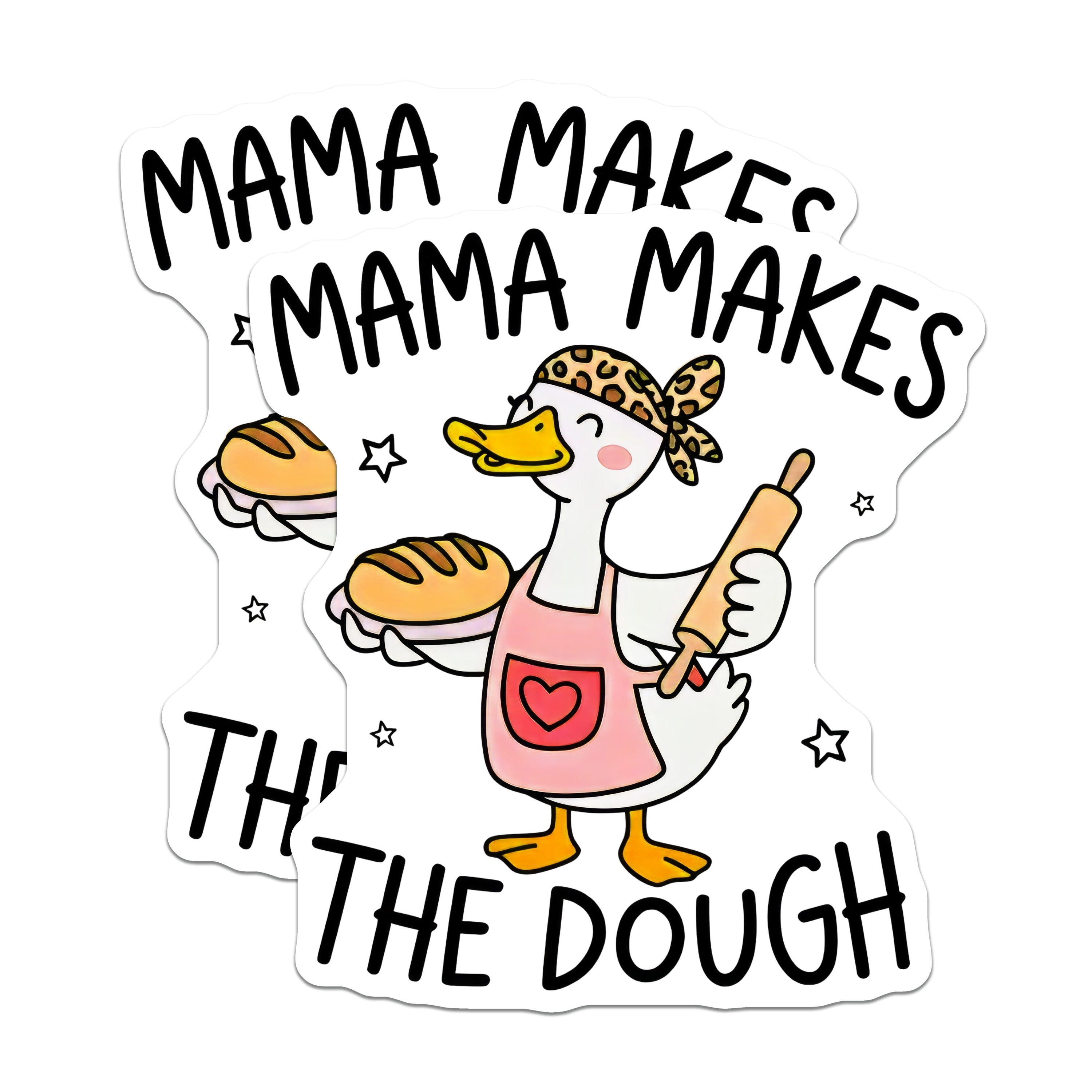 (2 Pack) Mama Makes The Dough Magnets - Funny Baker Mom Kitchen Decor - Cute Duck Refrigerator Art - 5 Inches On Longest Side - Thick Durable Magnet - Made in USA - MAG37176