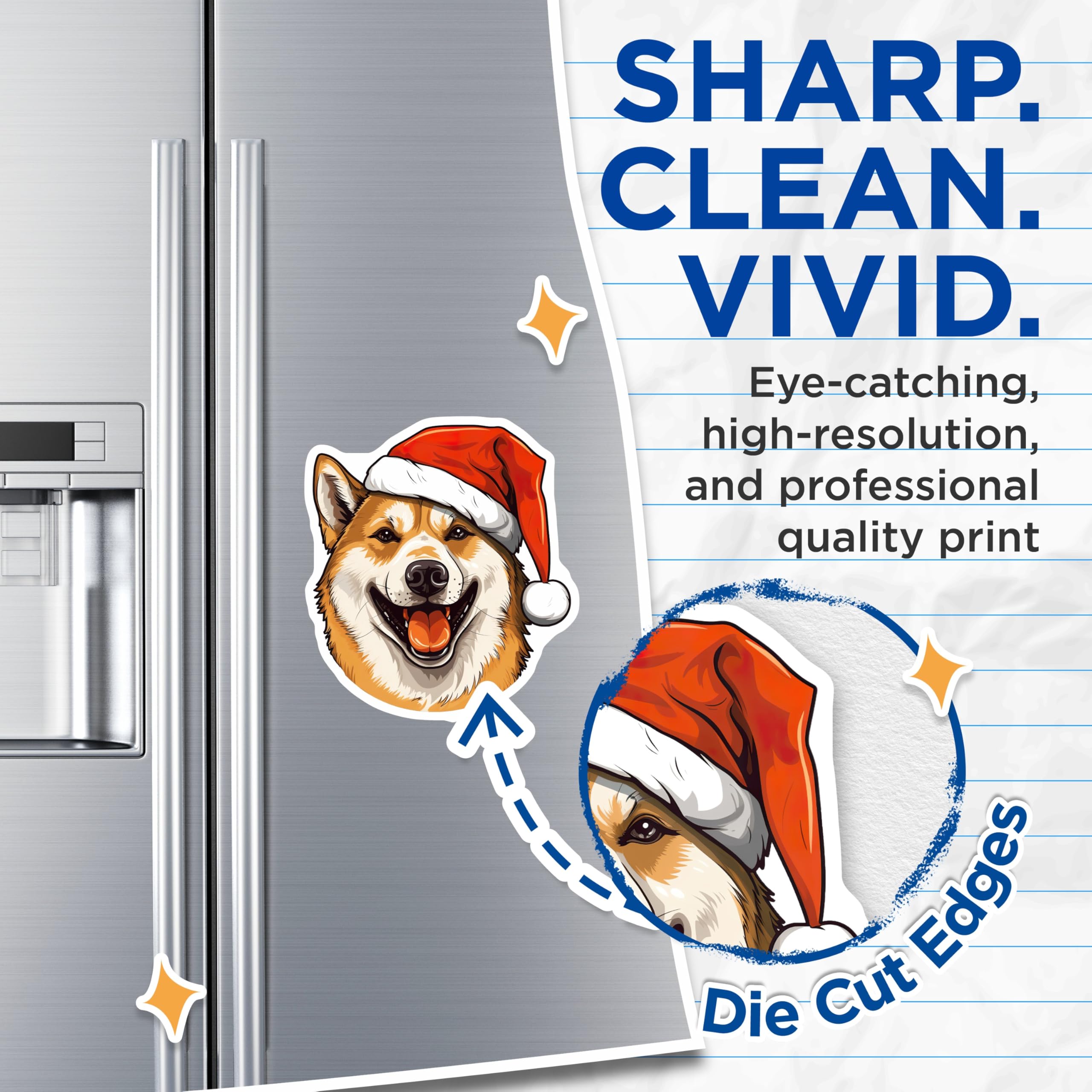 (2 Pack) Christmas Dog Magnets - Santa Hat Shiba Inu Akita Decor - Festive Holiday Pet Refrigerator Magnets - 5 Inches On Longest Side - Thick Durable Magnet - Made in USA - MAG26566