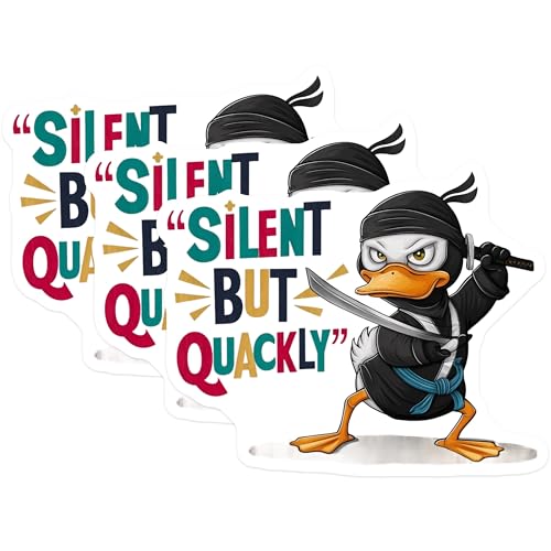 (3 Pack) Ninja Duck Decals - Silent But Quackly - Laptop Decals - 3 Inches On Longest Side - Easy Peel & Apply - Made in USA - 3MCS7241