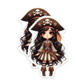 (2 Pack) Kawaii Pirate Girl Stickers - Cute Pirate Design - Anime Pirate Character Stickers - 5" On Longest Side - Sticks to Smooth Flat Surfaces - Made in USA - BMCS7263