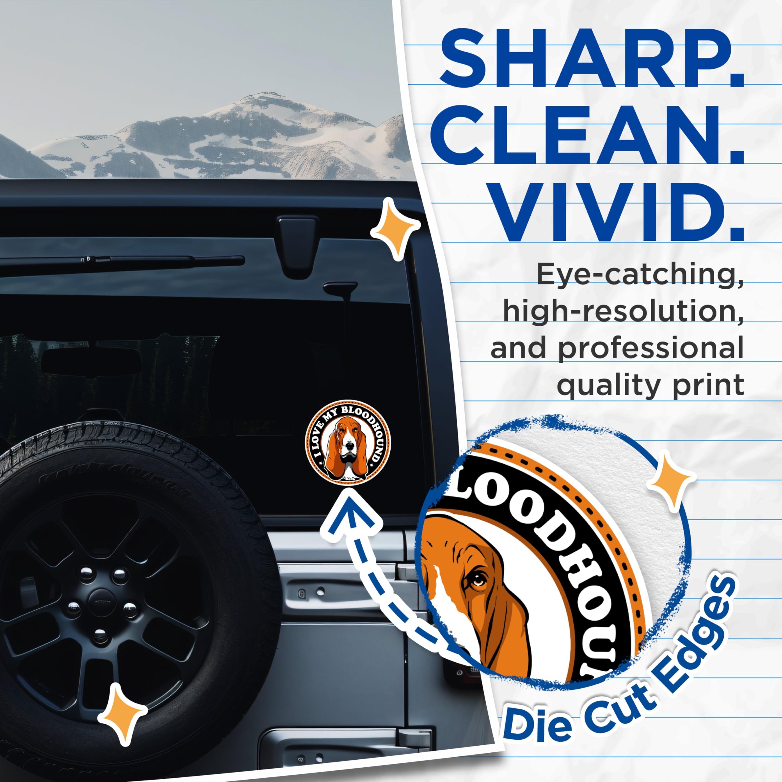 (2 Pack) I Love My Bloodhound Stickers - Basset Hound Dog Stickers - Pet Lover Decals - 5" On Longest Side - Sticks to Any Smooth Flat Surface - Made in USA - BMCS2965