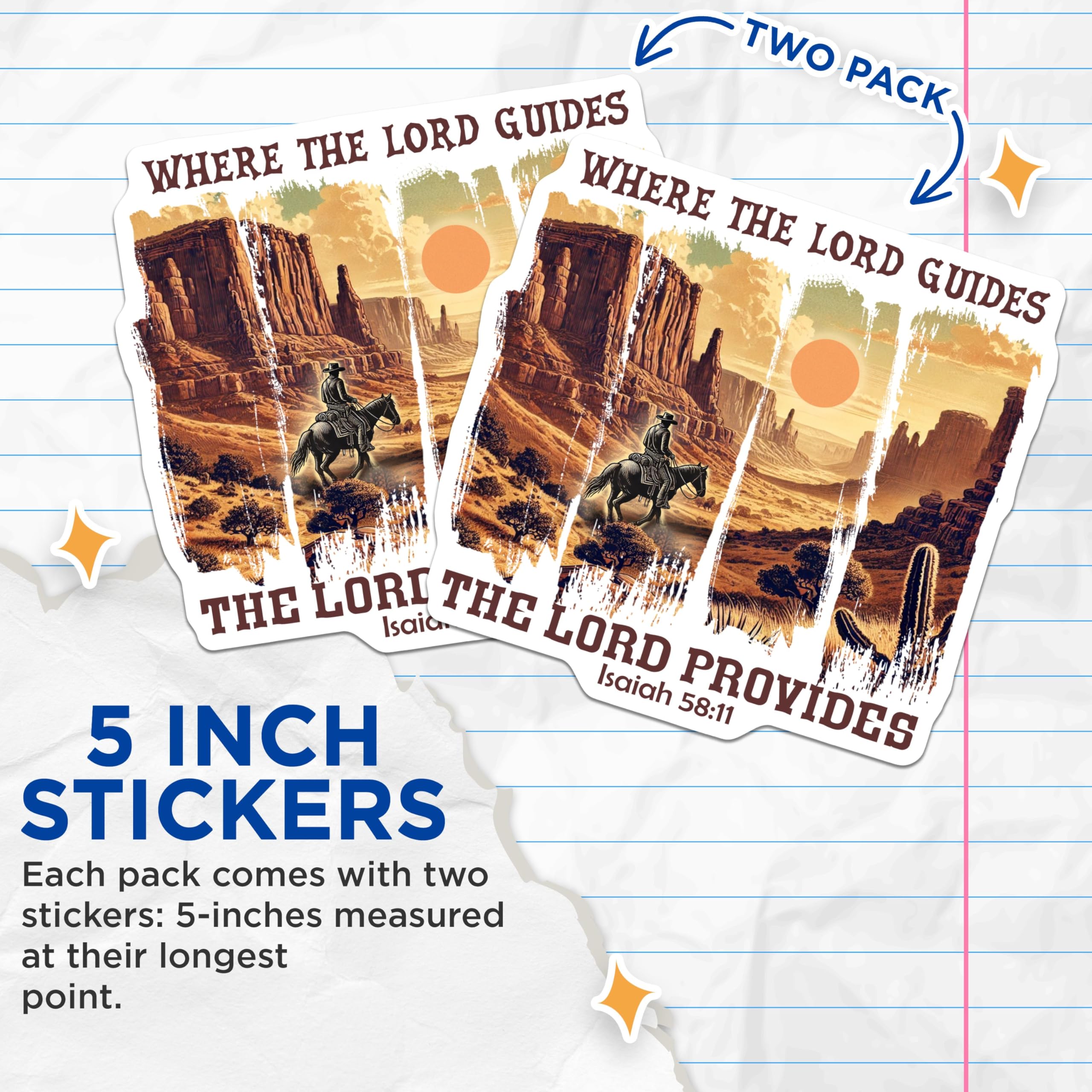 (2 Pack) Where The Lord Guides Stickers - Inspirational Bible Verse - Religious Decal - 5" On Longest Side - Sticks to Smooth Flat Surfaces - Made in USA - BMCS6455