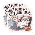 (2 Pack) Funny Cat Stickers - Cute Animal Stickers - Relaxing Cat Laptop Stickers - 5" On Longest Side - Sticks to Smooth Flat Surfaces - Made in USA - BMCS5119