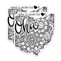 (2 Pack) Ohio Home is Where The Heart is Stickers - Mandala Floral Design - State Love Decals - 5" On Longest Side - Sticks to Smooth Flat Surfaces - Made in USA - BMCS9085