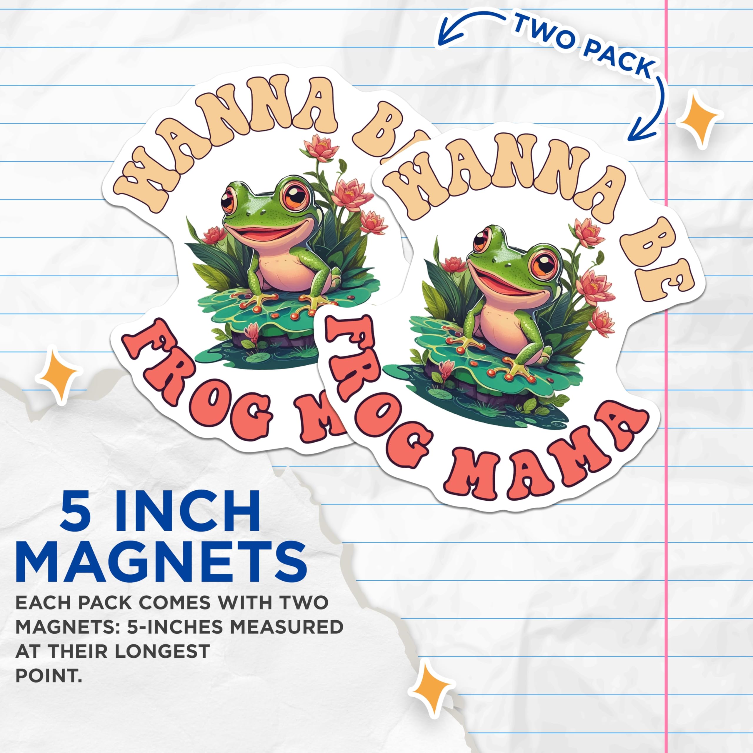 (2 Pack) Frog Mama Magnets - Cute Frog Decor - Animal Lover Fridge Magnets - 5" On Longest Side - Premium Magnet - for Cars, Refrigerators, Toolboxes, Lockers - Made in USA - MAG16698