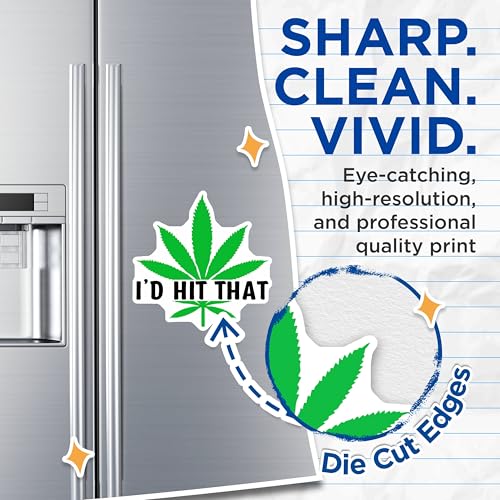 (2 Pack) I'd Hit That Magnets Magnets - Funny Weed Magnet - Cannabis Leaf Decor - 5" On Longest Side - Made in USA - Sticks to Refrigerators & Metal Surfaces - MAG8905