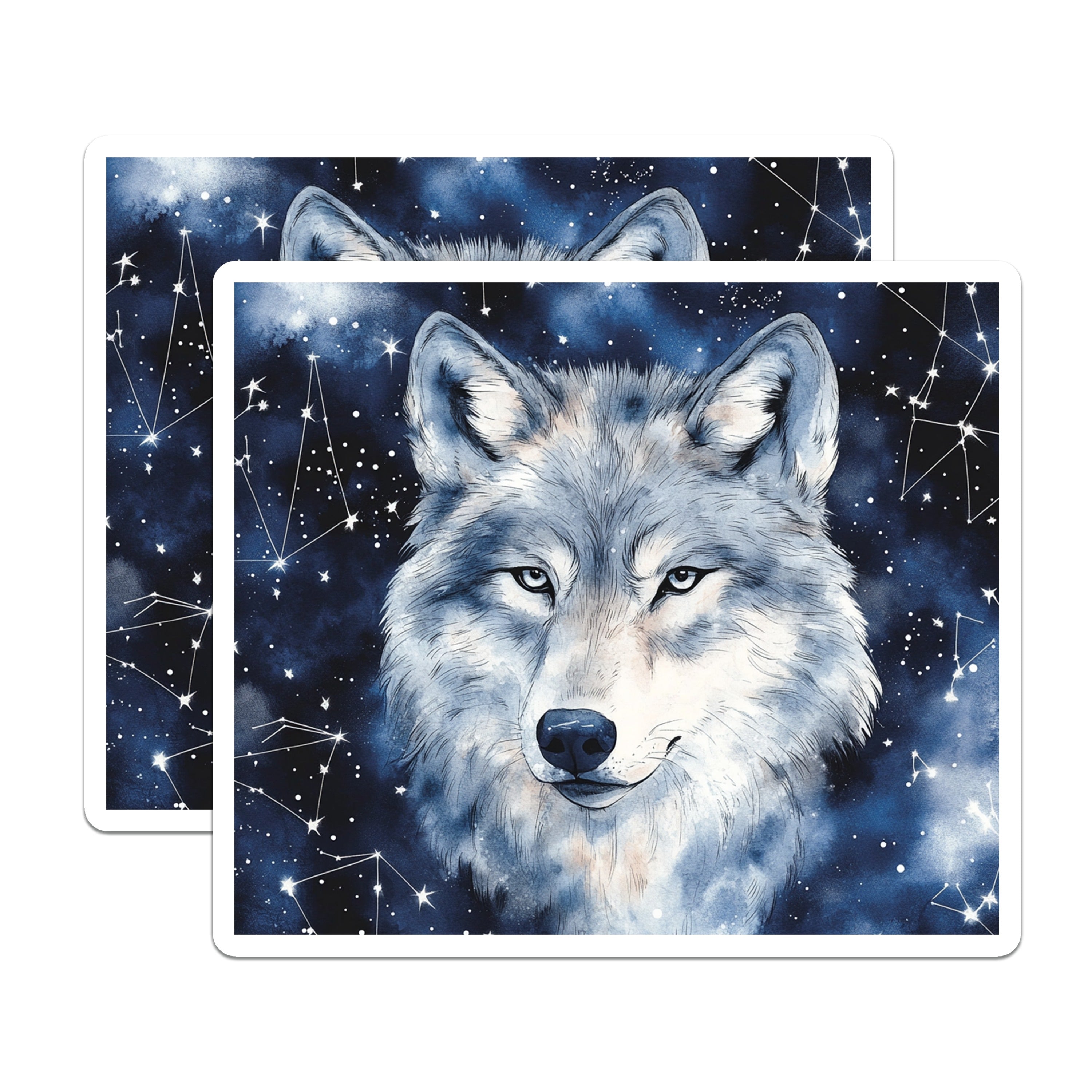 (2 Pack) Wolf Magnets - Celestial Decor - Spirit Animal Art - Nature Lover - Mystical Wildlife Scene - 5 Inches On Longest Side - Thick Durable Magnet - Made in USA - MAG37005