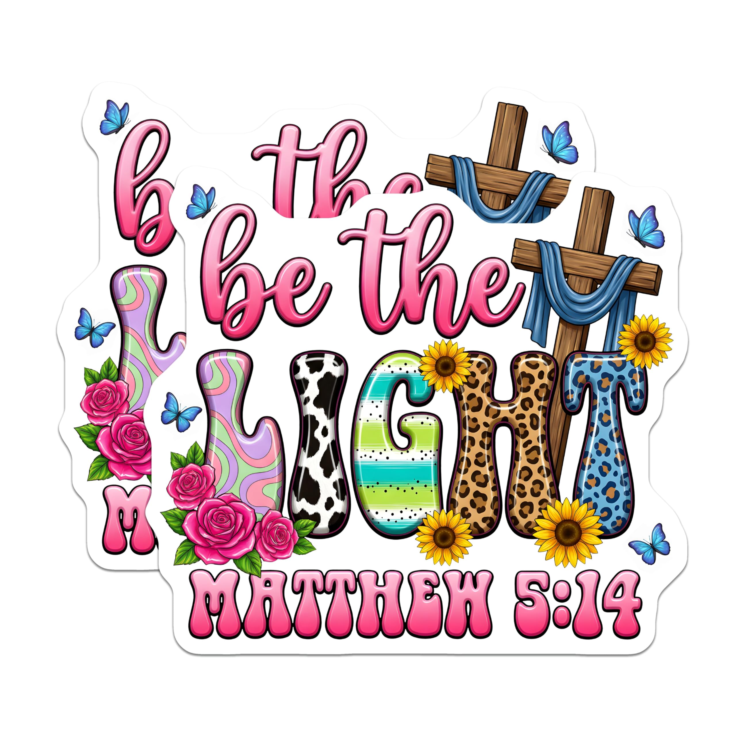 (2 Pack) Be the Light Matthew 5:14 Magnets - Boho Christian Scripture - Inspirational Bible Verse Decor - 5 Inches On Longest Side - Thick Durable Magnet - Made in USA - MAG25704