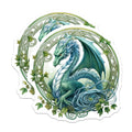 (2 Pack) Green Blue Dragon Magnets - Celtic Fantasy Decor - Mythical Creature Art - 5 Inches On Longest Side - Thick Durable Magnet - Made in USA - MAG30615