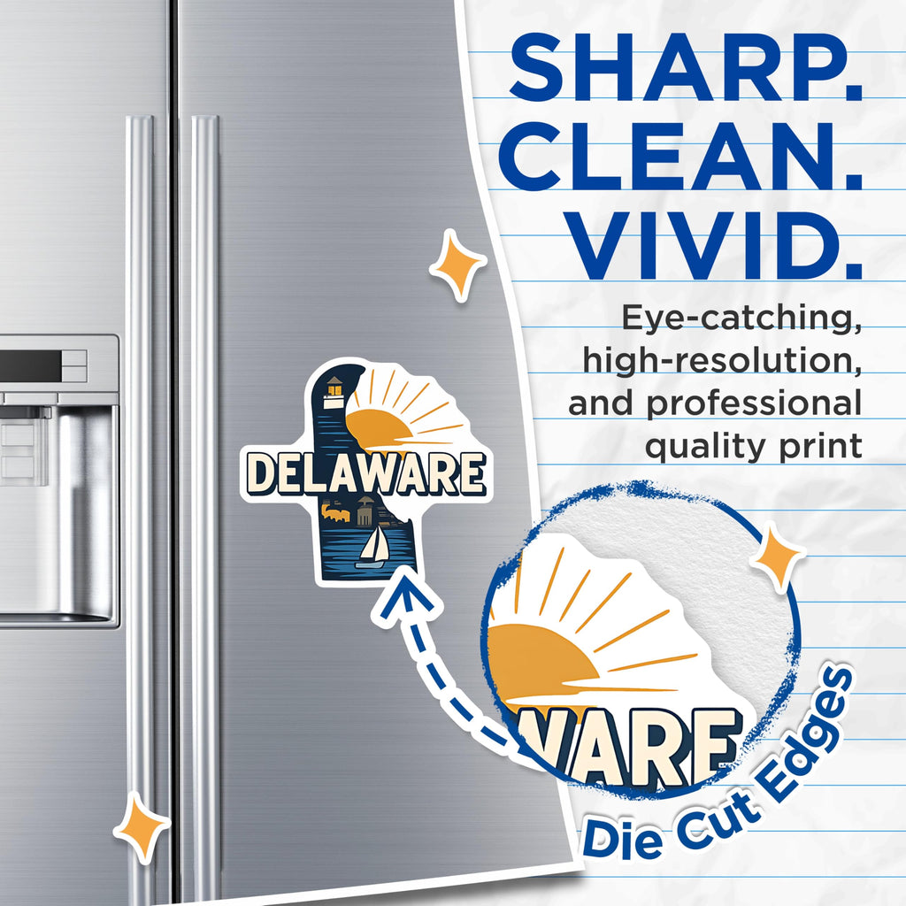 (2 Pack) Delaware Magnets - State Souvenir - Coastal Decor - 5" On Longest Side - Premium Magnet - for Cars, Refrigerators, Toolboxes, Lockers - Made in USA - MAG18114